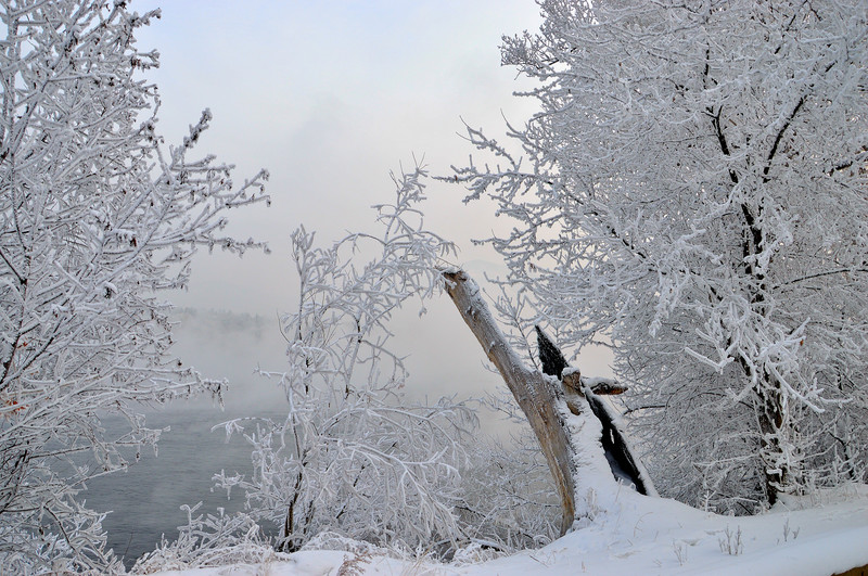 Зима в Саянах 2013 -Туман на Енисее