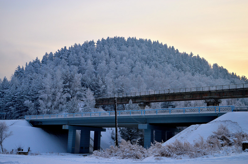 Зима в Саянах 2013 -Мост через р. Б. Карак