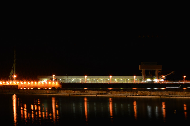 Ночная съёмка -Майнская ГЭС, форелевое хозяйство
